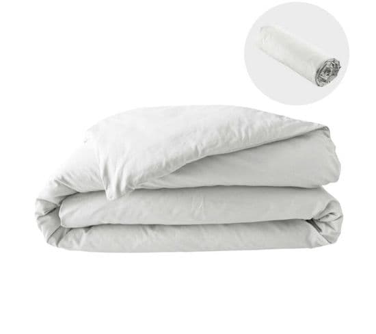 Pack Parure En Percale 78 Fils 240 X 220 Cm + Dh 140x190 Blanc