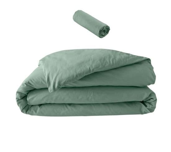 Pack Parure 260 X 240 Cm En Percale 78 Fils + Dh 160x200 Cm Tilleul