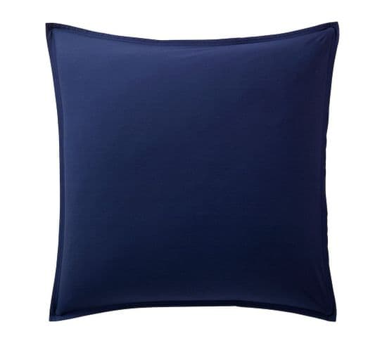 Taie D'oreiller 100% Percale De Coton Lavé 80 Fils Taille 65 X 65 Cm Couleur Bleu