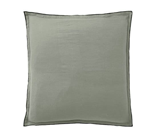 Taie D'oreiller 100% Lin Lavé Taille 65 X 65 Cm Couleur Celadon