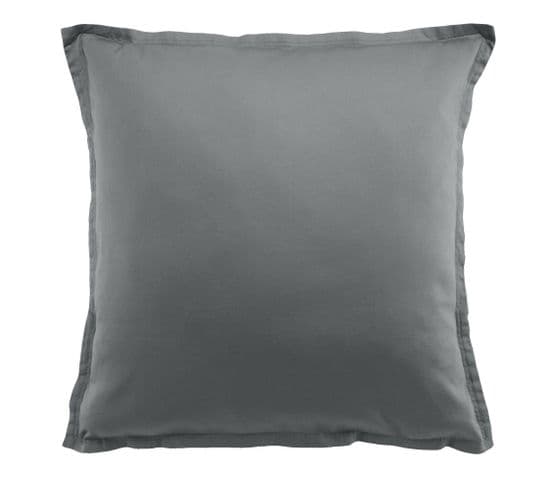 Taie D'oreiller 65x65 Cm Carrée Satin De Coton Gris Foncé