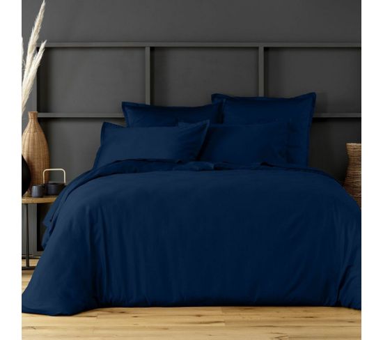 Housse De Couette 220x240 Satin De Coton Cobalt