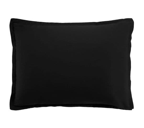 Taie D'oreiller 50x70 Cm Rectangle Satin De Coton Noir