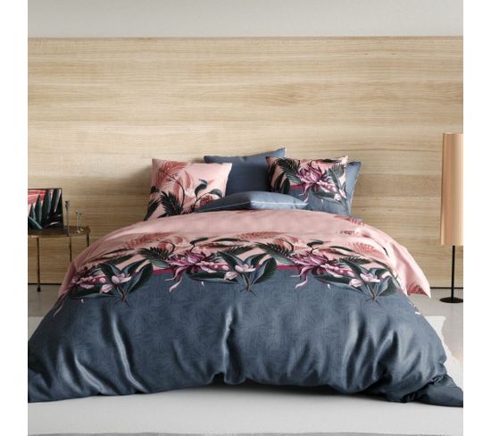 Housse De Couette 220x240 Cm + 2 Taies D'oreiller 63x63 Cm Coton Flora