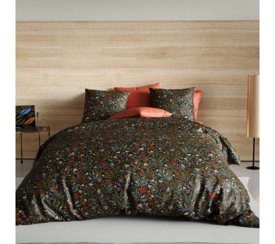 Housse De Couette Réversible 220x240 Cm + 2 Taies D'oreiller 63x63 Cm Percale De Coton Bogota