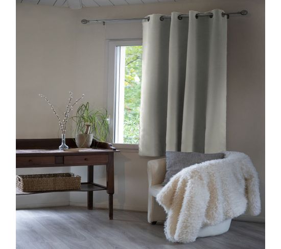 Rideau Occultant Polyester Gris 140x180 Cm