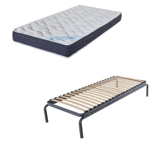 Lit Gigogne + Matelas Melior - 90x190 - Mousse - 20 Lattes Bois - Gain De Place