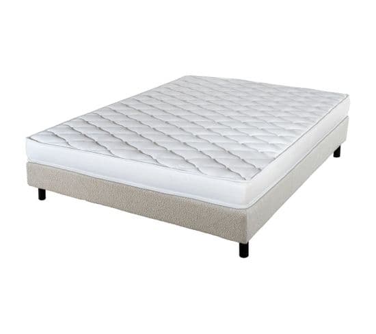 Matelas Et Sommier 90x190 Madere - Newkit - Soutien Ferme - Sommier Démonté - Crème