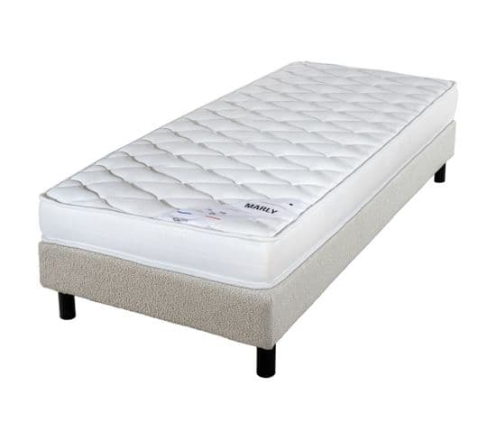 Matelas Et Sommier 90x190 Marly - Newkit - Soutien Ferme - Sommier Démonté - Crème