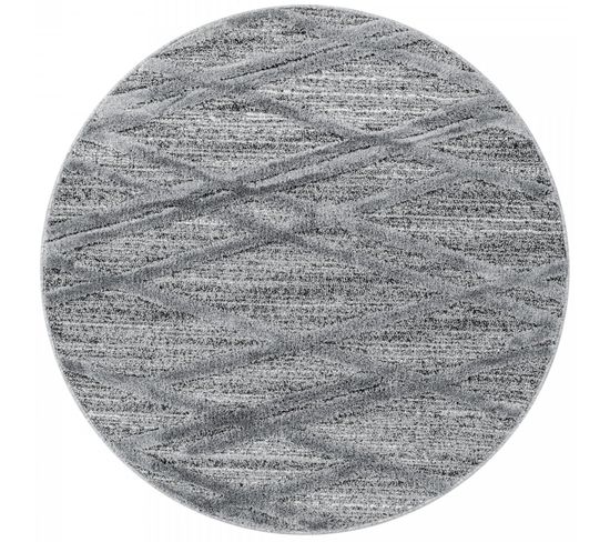 Asima - Tapis Berbère Rond à Relief - Gris 080 X 080 Cm