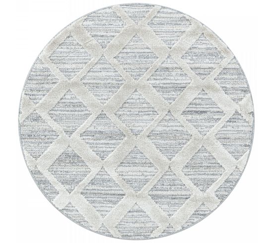 Esmiya - Tapis Berbère Rond à Relief - Crème 200 X 200 Cm