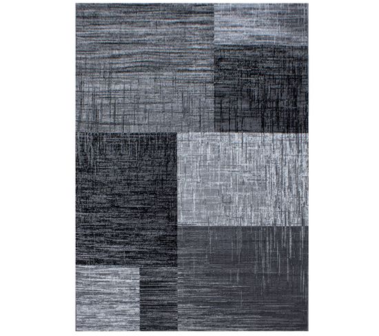 Geo - Tapis Géométrique à Carreaux - Anthracite Et Gris 080 X 300 Cm