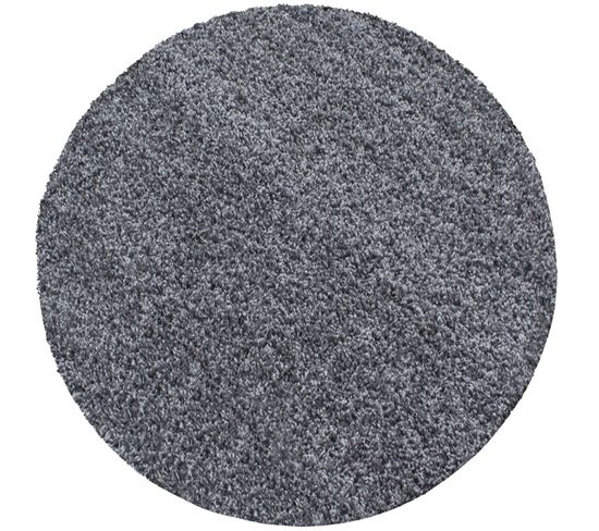 Shaggy - Tapis Uni Rond - Gris 080 X 080 Cm