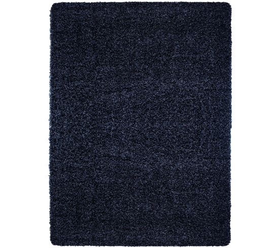 Shaggy - Tapis Uni à Poils Longs - Bleu Foncé 060 X 110 Cm