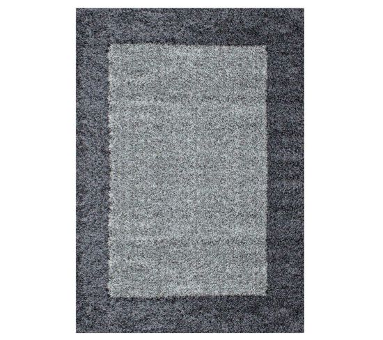 Shaggy - Tapis à Bordures - Gris 200 X 290 Cm