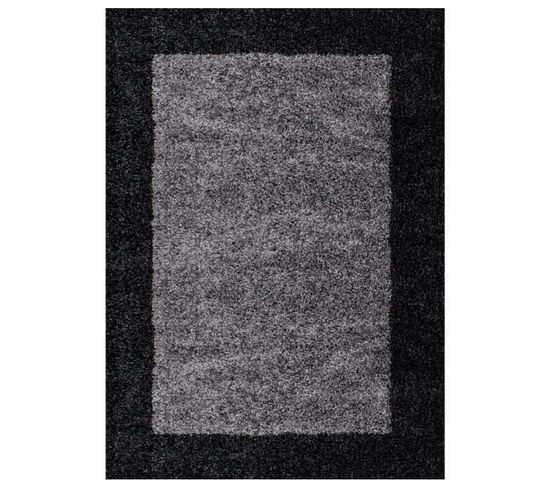 Shaggy - Tapis à Bordures - Gris Foncé 160 X 230 Cm