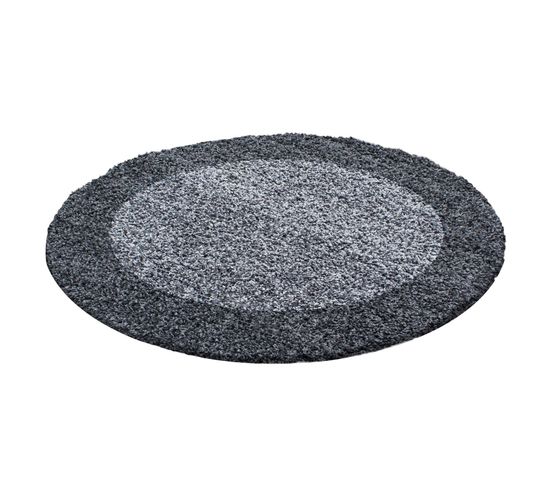 Shaggy - Tapis à Bordures Rond - Gris 120 X 120 Cm