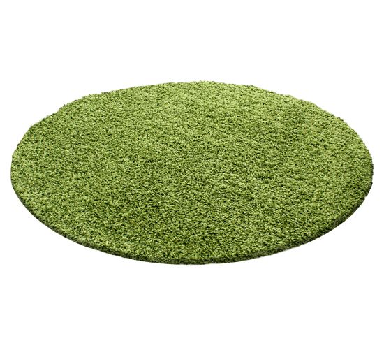 Shaggy - Tapis Uni Rond - Vert 120 X 120 Cm