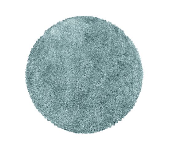 Moelleux - Tapis Cosy Rond à Poils Longs - Bleu Pastel 200 X 200 Cm