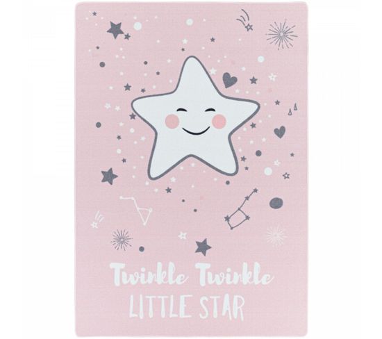 Twinkle - Tapis Enfant Lavable Rose 140 X 200 Cm