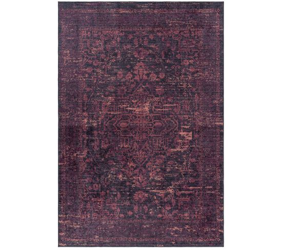 Tapis Kilim Noir Et Violet Lavable En Machine 200x290cm