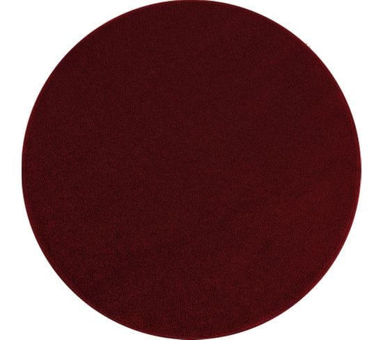 Tapis Rond Uni De Salon Chambre Relax Sobre Et Epuré - Rouge 120 X 120 Cm