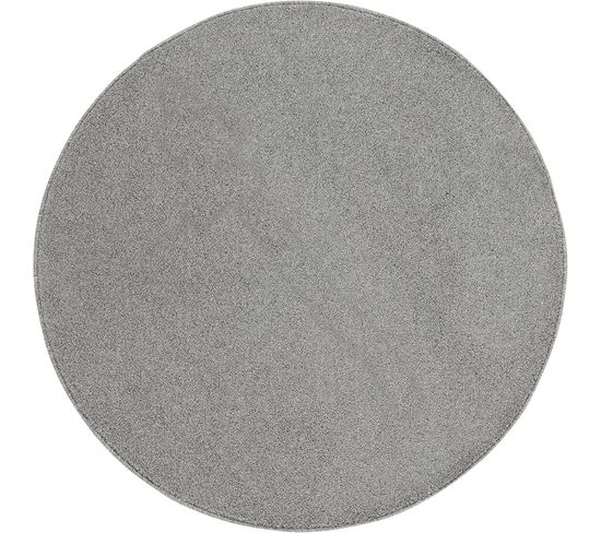 Tapis Rond Uni De Salon Chambre Relax Sobre Et Epuré - Gris Clair 120 X 120 Cm