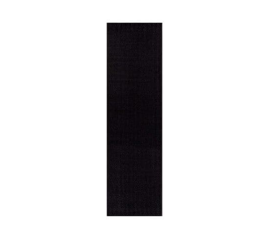 Tara - Tapis Uni Noir à Relief Chevron 80x300cm