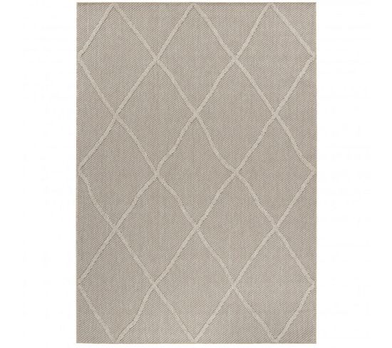 Tapis Effet Jute Naturel à Relief Losanges Beige 120 X 170 Cm