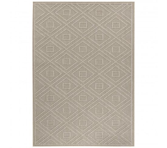 Tapis Effet Jute Naturel à Relief Pavés Beige 080 X 250 Cm