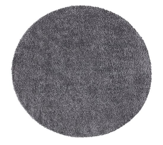 Tapis à Poils Longs Rond Softy Gris Foncé 120x120cm