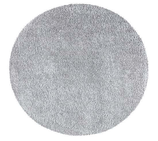 Tapis à Poils Longs Rond Softy Gris Souris 80x80cm