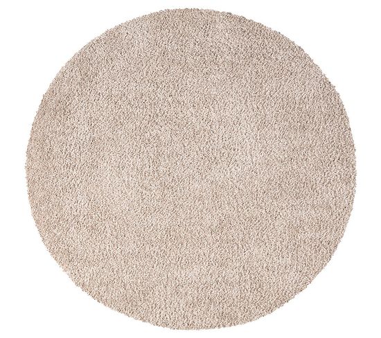 Tapis À Poils Longs Rond Softy Sable 200x200cm