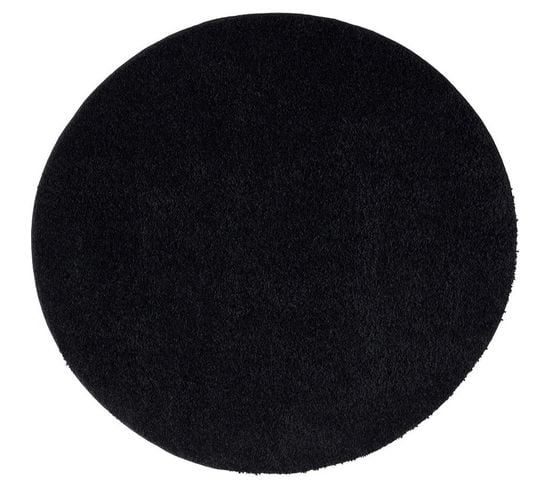 Tapis à Poils Longs Rond Softy Noir Anthracite 160x160cm