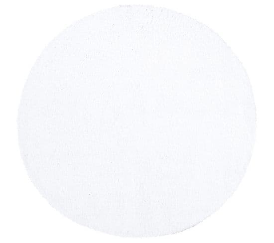 Tapis à Poils Longs Rond Softy Blanc Neige 200x200cm