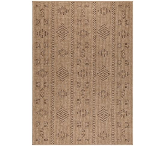 Tapis De Salon Aspect Jute Naturelle Beige Et Noir 160x230cm