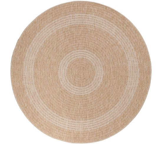 Tapis Rond Naturel Aspect Jute Beige Crème 120x120cm