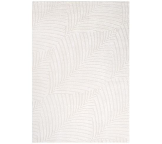 Tara - Tapis De Salon à Relief Palmier Couleur Uni Blanc 80x150cm