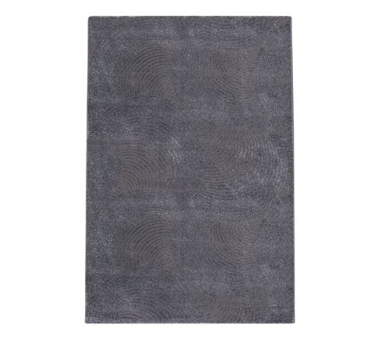 Tara - Tapis De Salon à Relief Arc Couleur Uni Gris 120x160cm