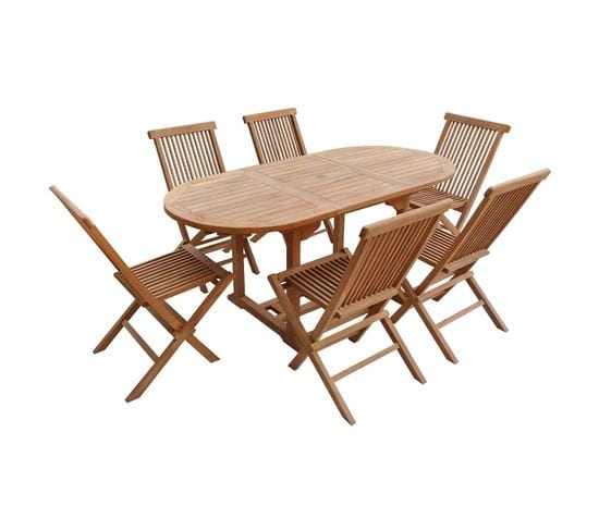 Salento - Ensemble Table Ovale De Jardin Et 6 Chaises En Teck