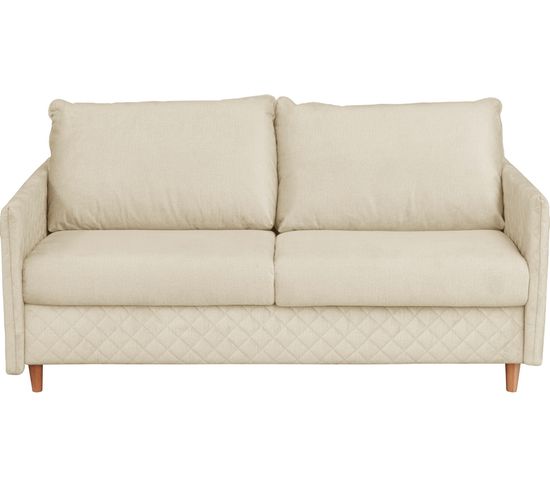 Canapé 3 Places Convertible En Velours De Luxe Sanremo, Couchage Quotidien, Beige