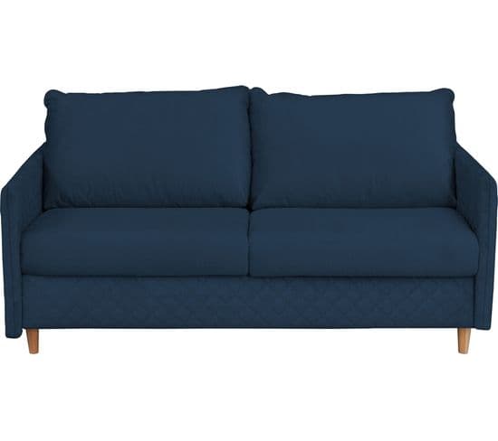 Canapé 3 Places Convertible En Velours De Luxe Sanremo, Couchage Quotidien, Bleu Foncé