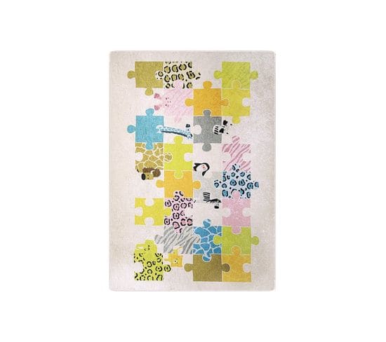 Tapis Enfant Puzzle Beige - 80x150