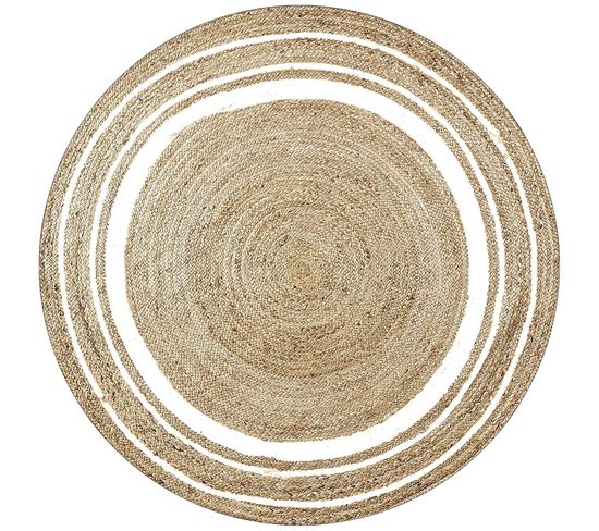 Tapis Leylim Rond Beige/blanc - 150x150