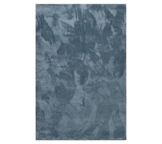 Tapis Uni Bleu Canard Lavable Doux - Loft Bleu - 200x290 Cm