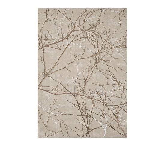 Tapis Marbre Beige Cuivré Argenté - Dubai 55 Beige - 80x300 Cm