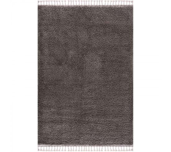 Tapis Shaggy Uni Gris Anthracite - Shaggy Pulpeuse 100 Gris - 140x200 Cm