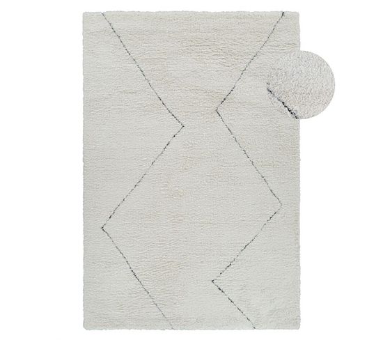 Tapis Berbère Shaggy Crème Noir Marrakech 361 Crème - 140x200 Cm