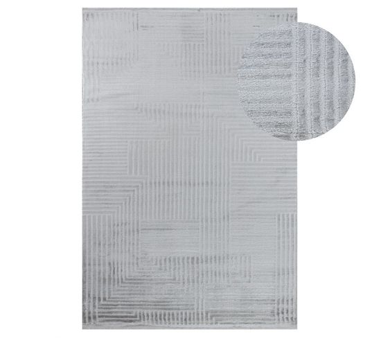 Tapis Gris à Franges Madrid 25 Gris - 140x200 Cm