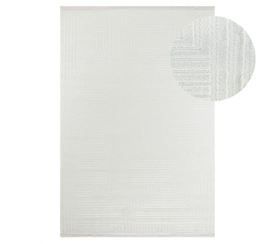 Tapis Blanc Cassé à Franges Madrid 25 Crème - 160x230 Cm